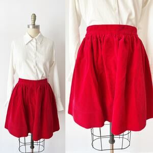 Ralph Lauren Y2K‎ Red Corduroy Mini Skirt, Soft Twee Vintage, Pockets, Preppy